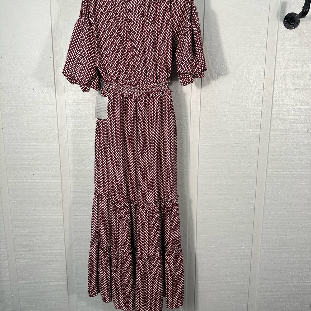 Max Studio Cream/Red Geo Print  Maxi Dress Size Small NWT - Picture 7 of 13